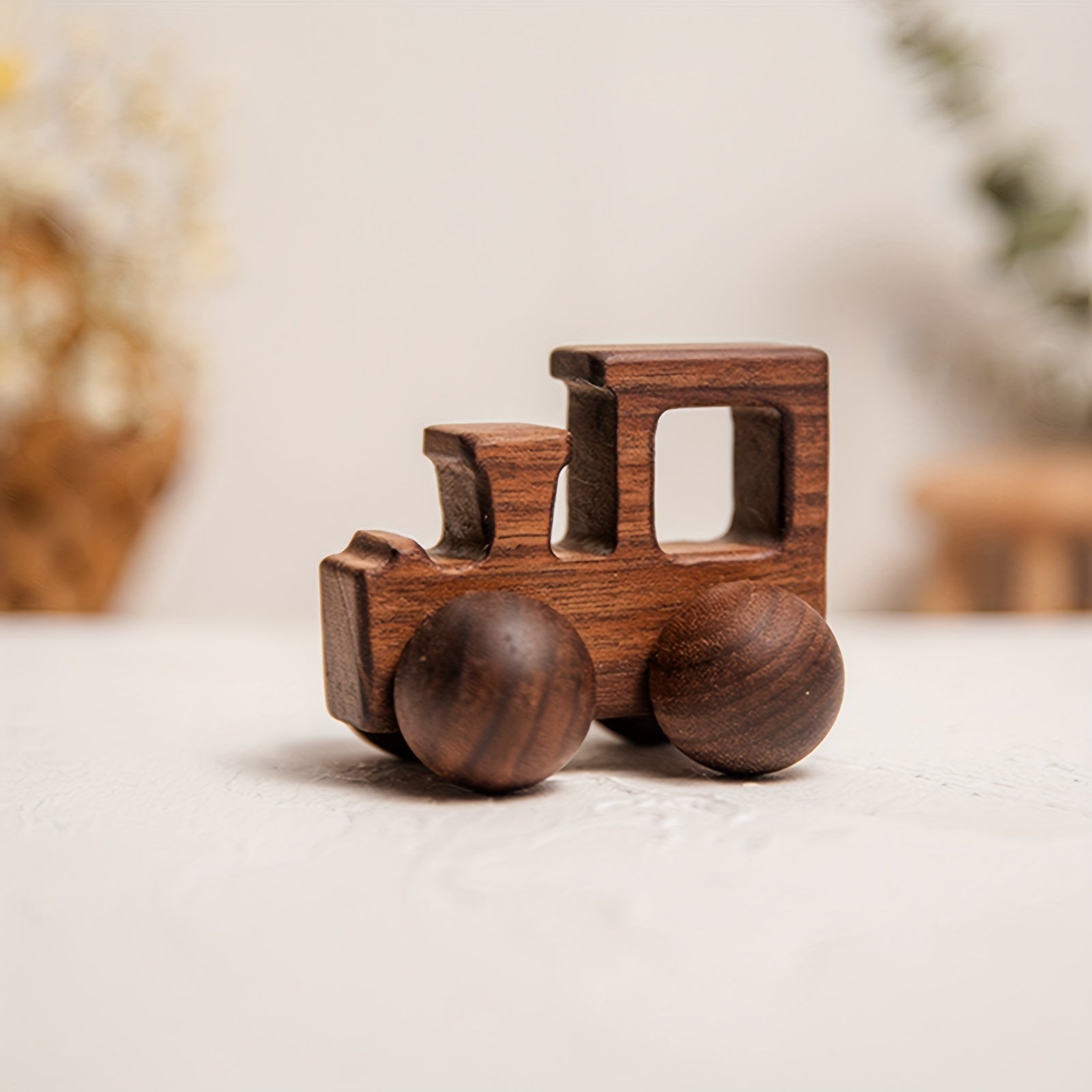 Children's Wooden Toy Car Made from Maple Mahogany and Black Walnut for Ages 3 and Up