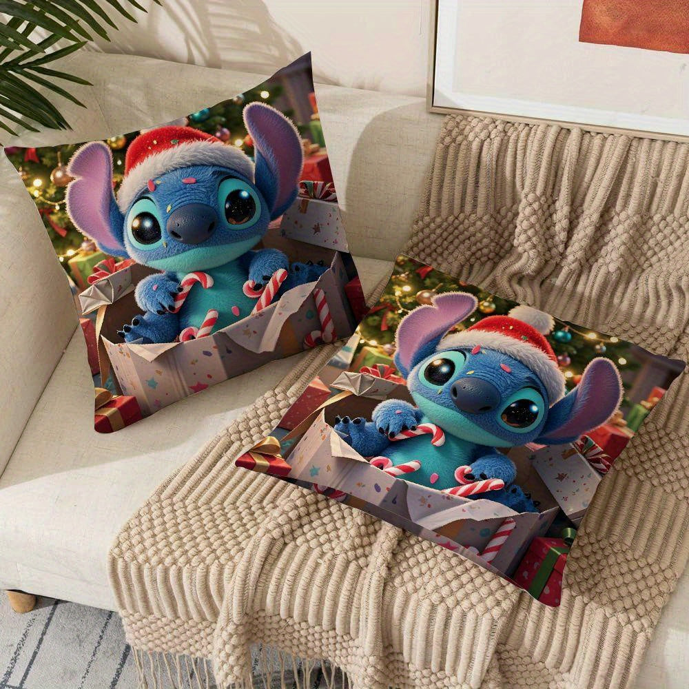 Set of 2 Christmas Stitch Throw Pillow Covers Cushion Cases for Couch and Home Decor