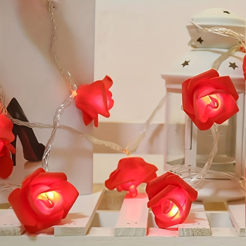 LED Rose String Lights 1pc Pink White Flowers Battery-Operated for Home Decor Weddings Parties