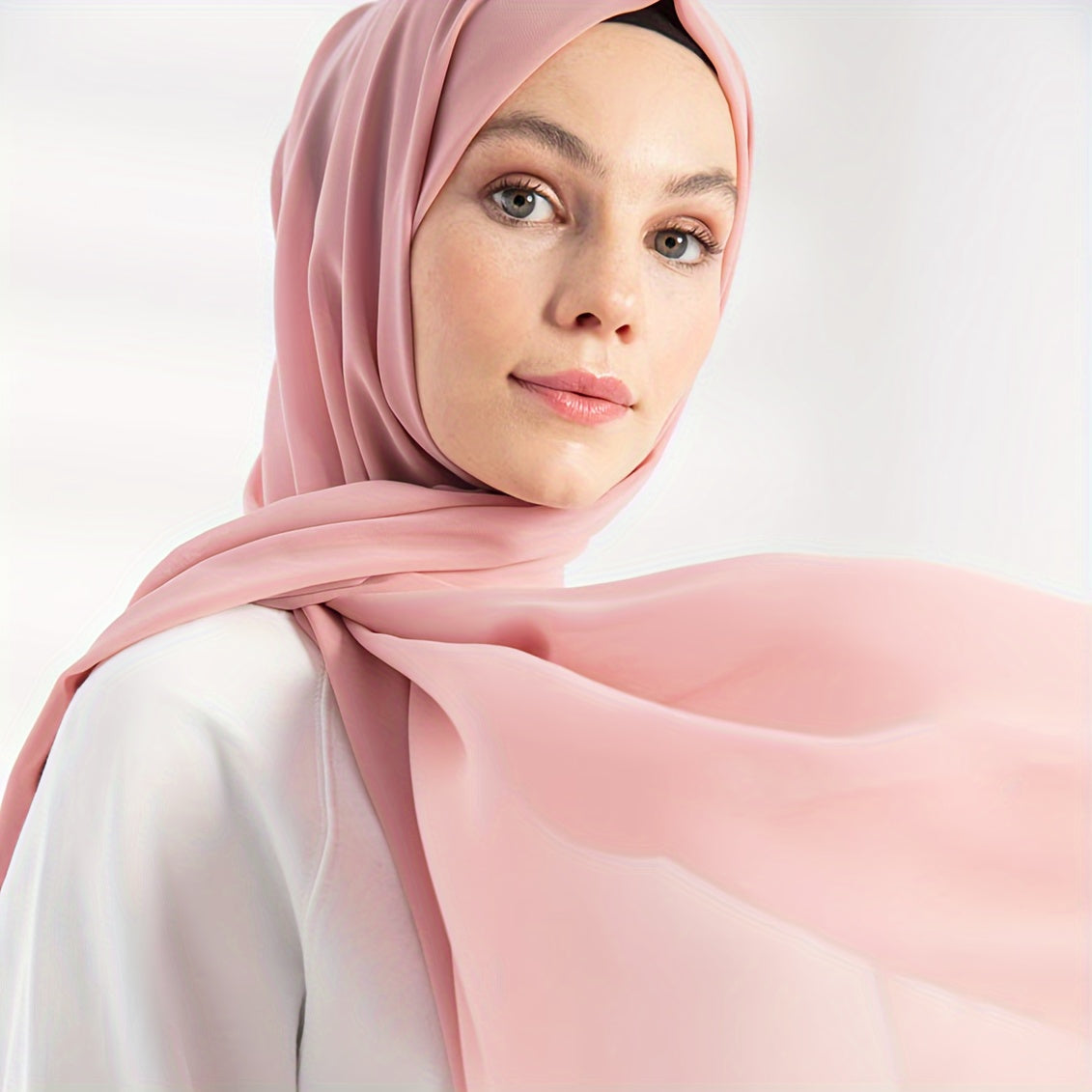 Ayollarning nafas oladigan chiffon hijabi, toza marjon bezaklari, Ramazon uchun qulay