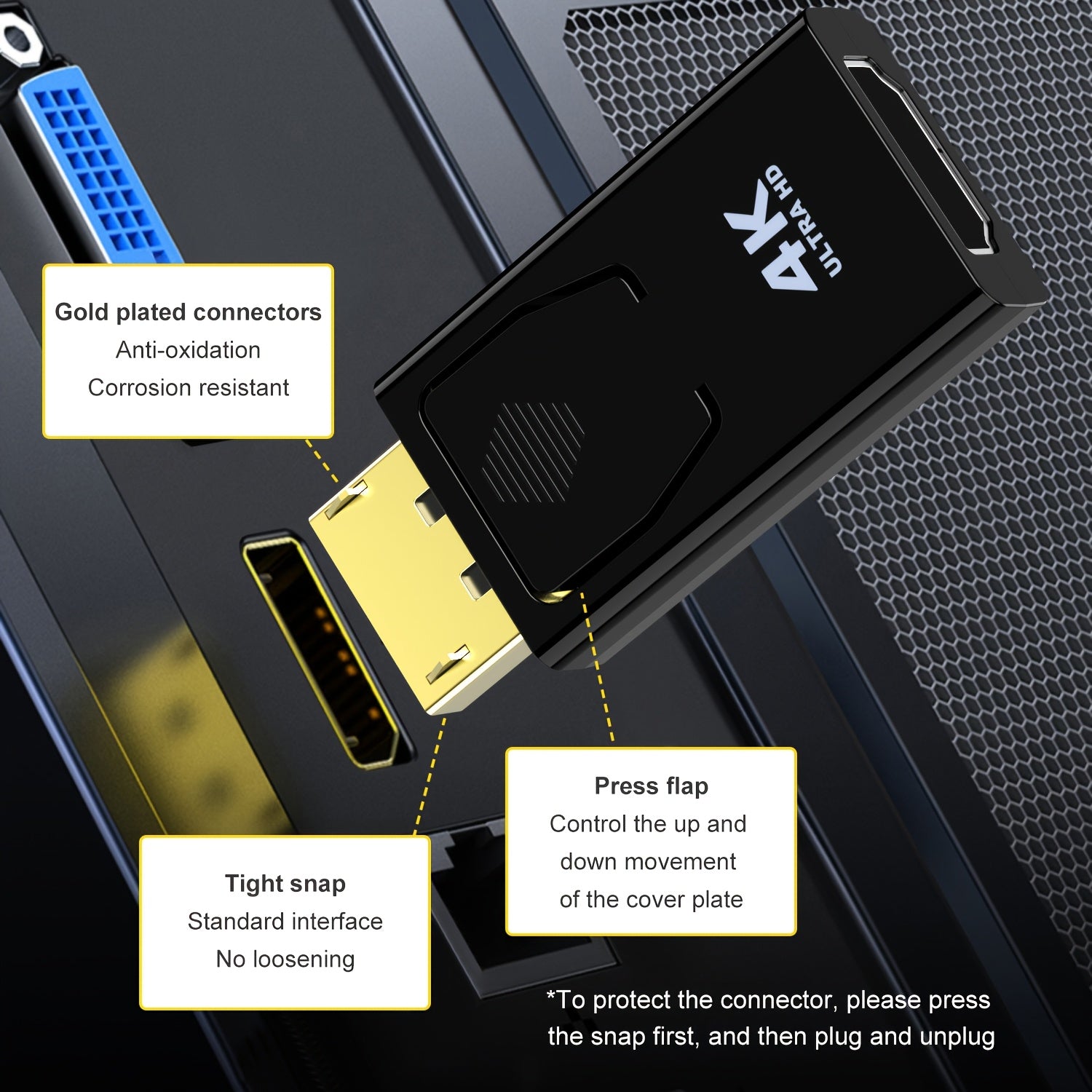 DisplayPort to HDTV Converter 4K Male to Female High-Resolution Adapter