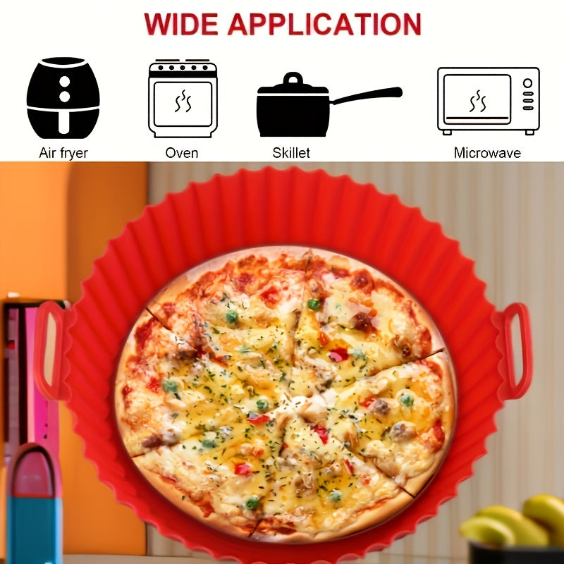 Juego de 2 liners de silicona reutilizables para freidora de aire, tapetes de hornear circulares antiadherentes para cocinar saludable