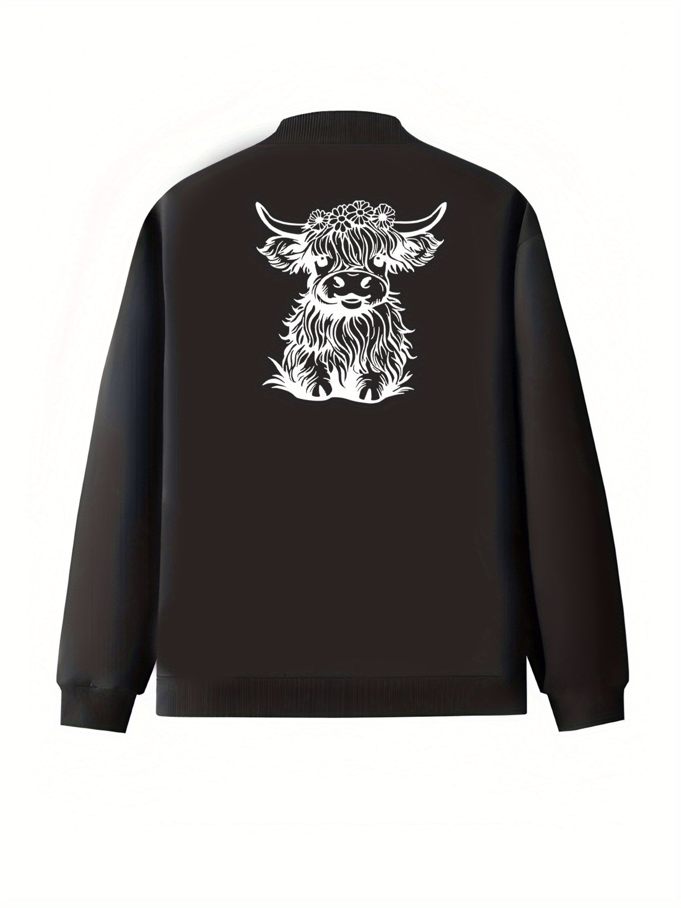 Women Plus Size Casual Jacket with Zip-Up Long Sleeves Black