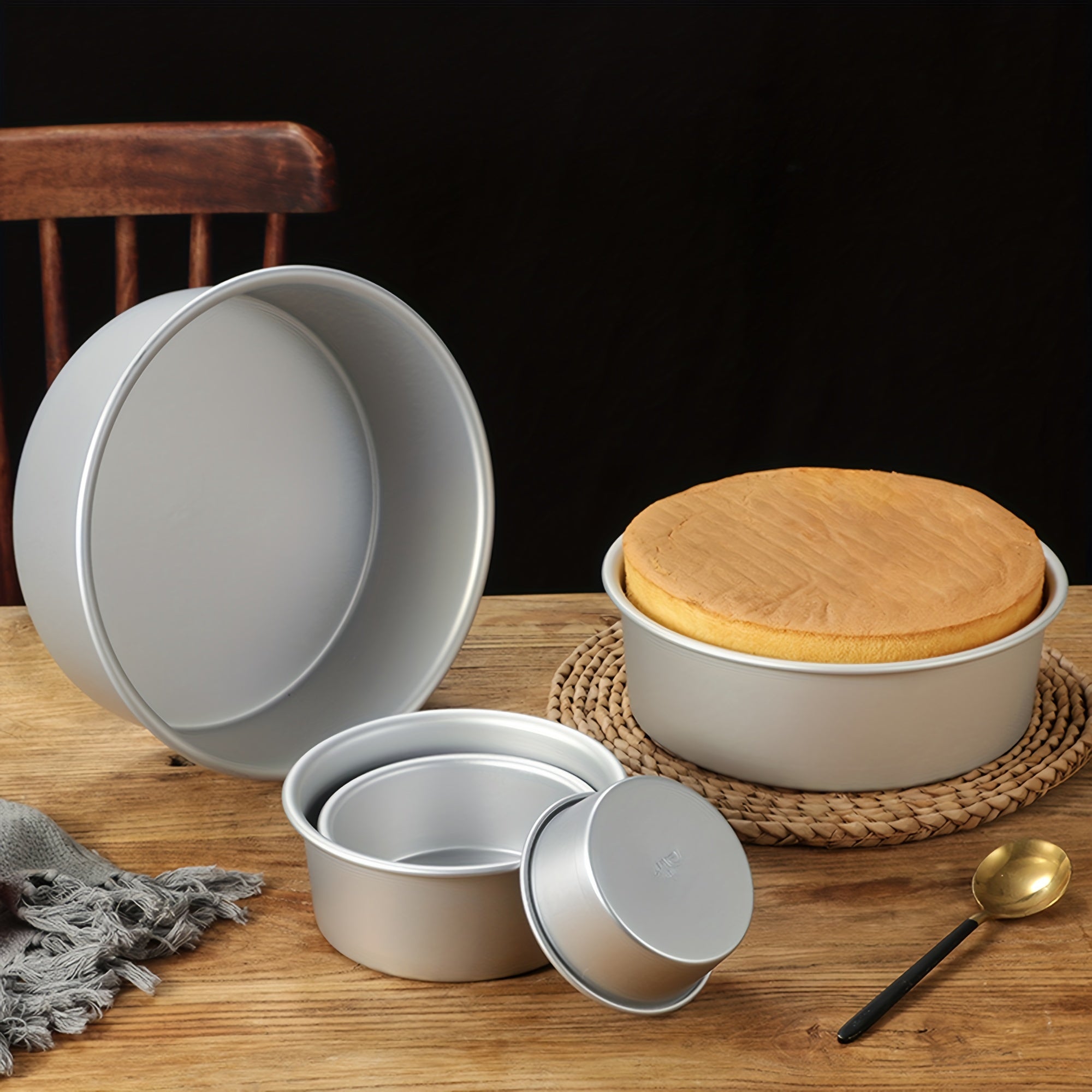 8-Inch Round Oven Cake Mold with Solid Bottom Anodized Aluminum for Chiffon Cakes