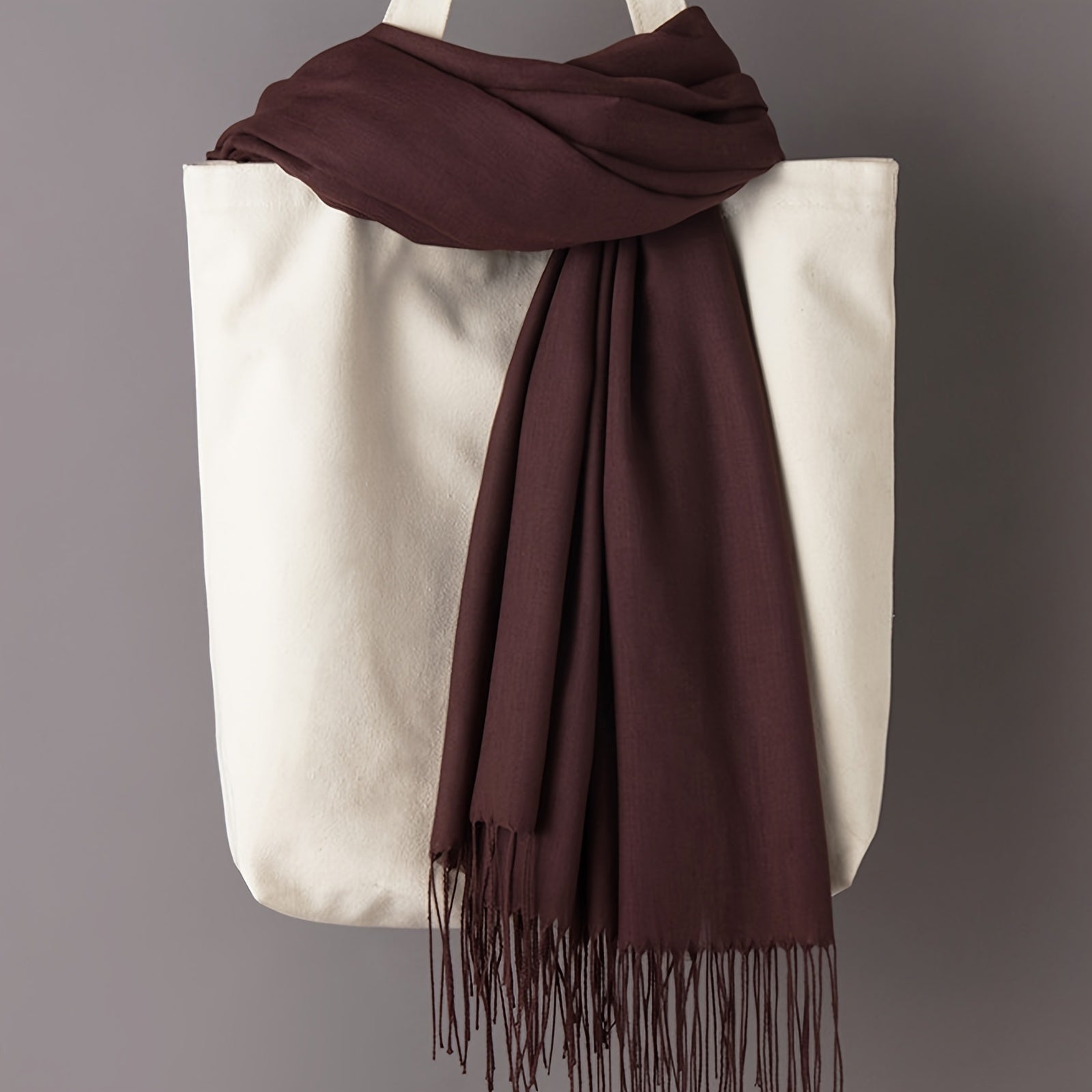 Solid Color Tassel Scarf for Women and Men Soft Cozy Lightweight Windproof Shawl