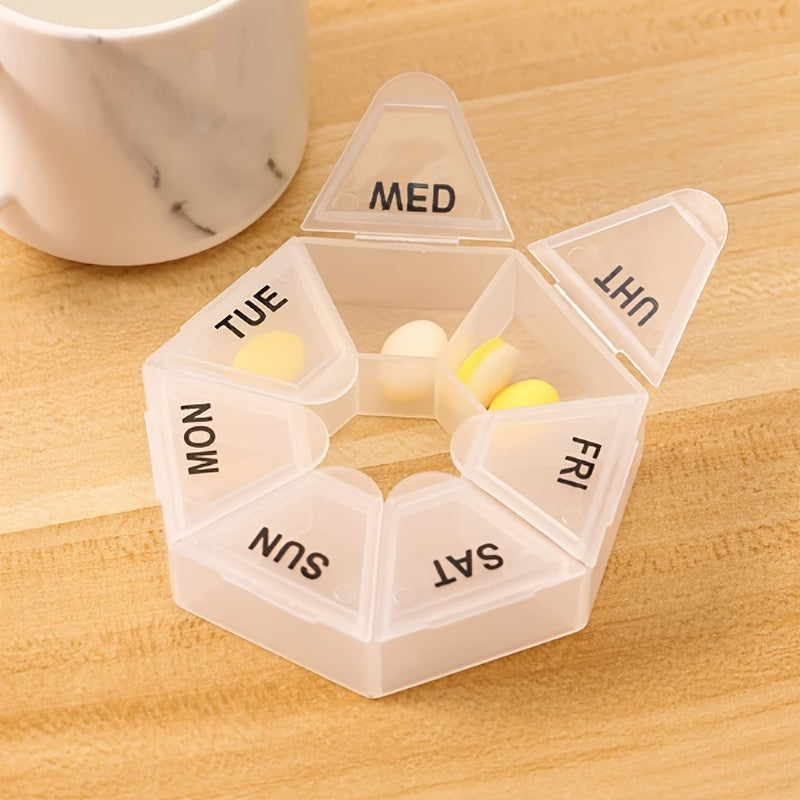 Plastic 7-Day Pill Organizer Portable Tablet Dispenser Travel Case