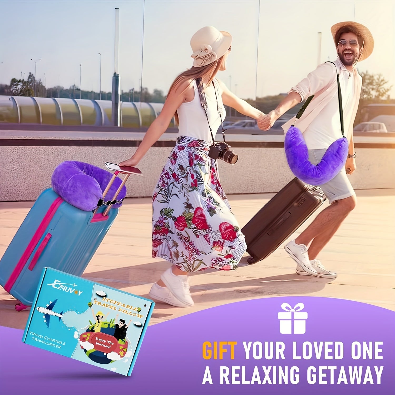 Travel Neck Pillow with Washable Cover, Lightweight Filling, and Neck Support