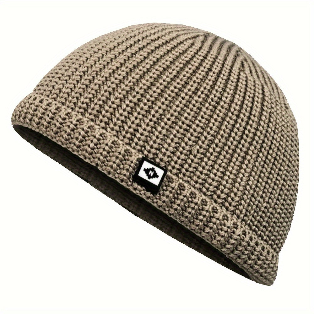 Bir parcha asosiy baliqchi beanie, jinsiga qarab bo'lmagan mustahkam rangli to'qilgan shlyapa, zamonaviy sovuqdan himoya qiluvchi bosh shlyapa, ayollar va erkaklar uchun ribbed beanie