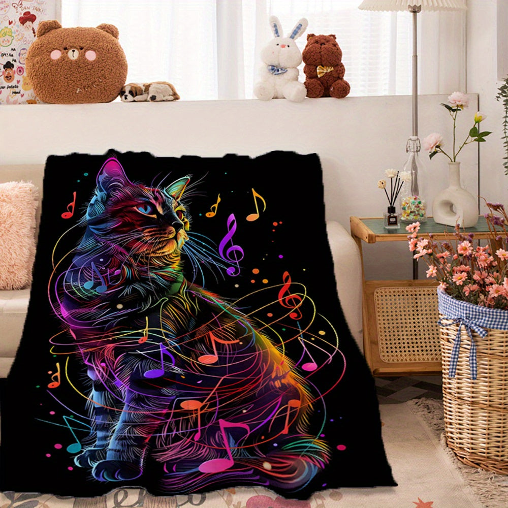 Rang-barang musiqa mushuk bosma flanel yostiq uchun yostiq, sayohat, sayohat uchun yengil 200-250gsm