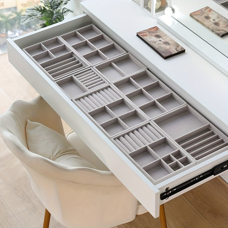 Набор из 4 фланелевых подставок для украшений для настольного хранения, штабелируемый органайзер с отделениями