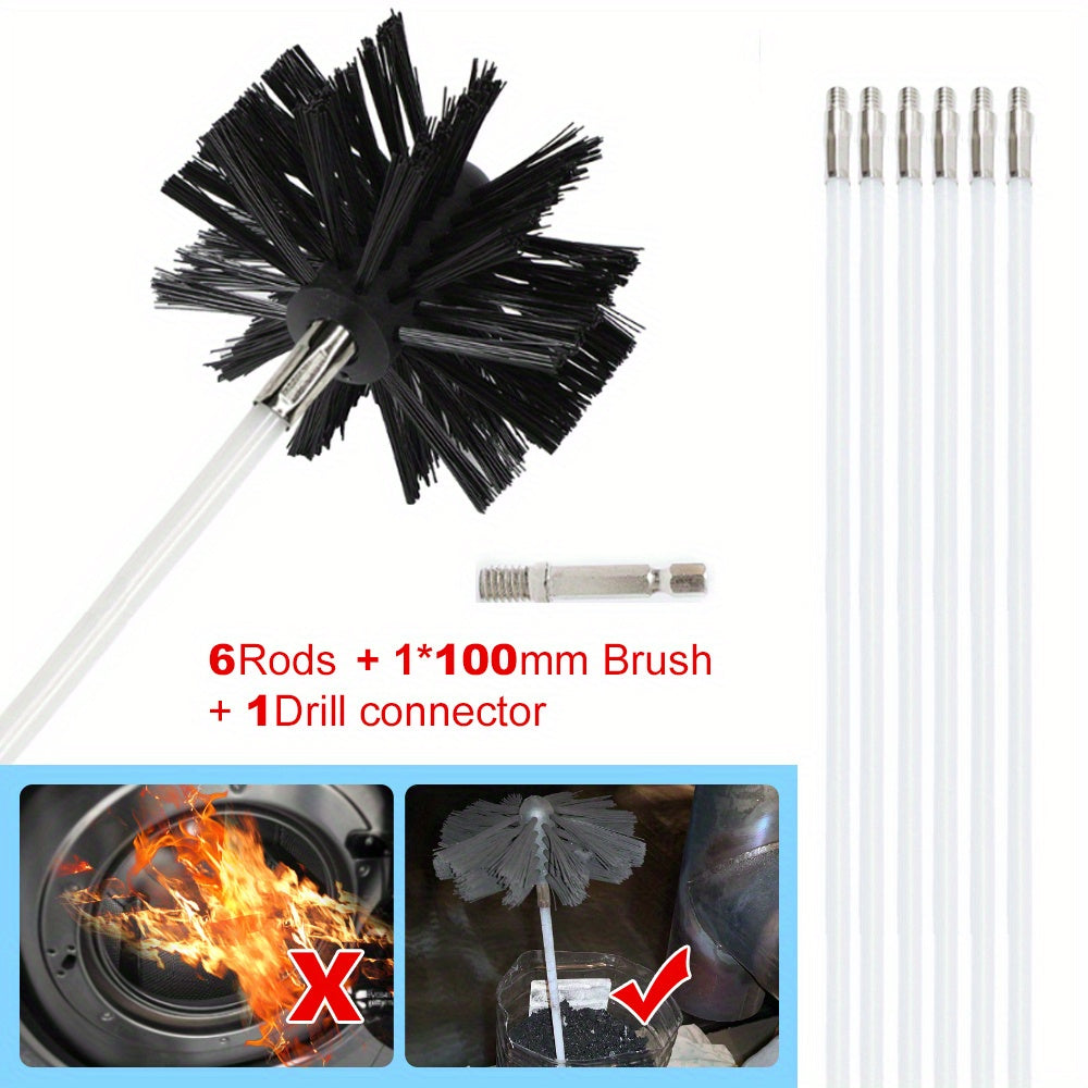 Particle Furnace Cleaning Brush for Chimneys and Dryer Vents, Flexible Rods 2.38m-5.89m