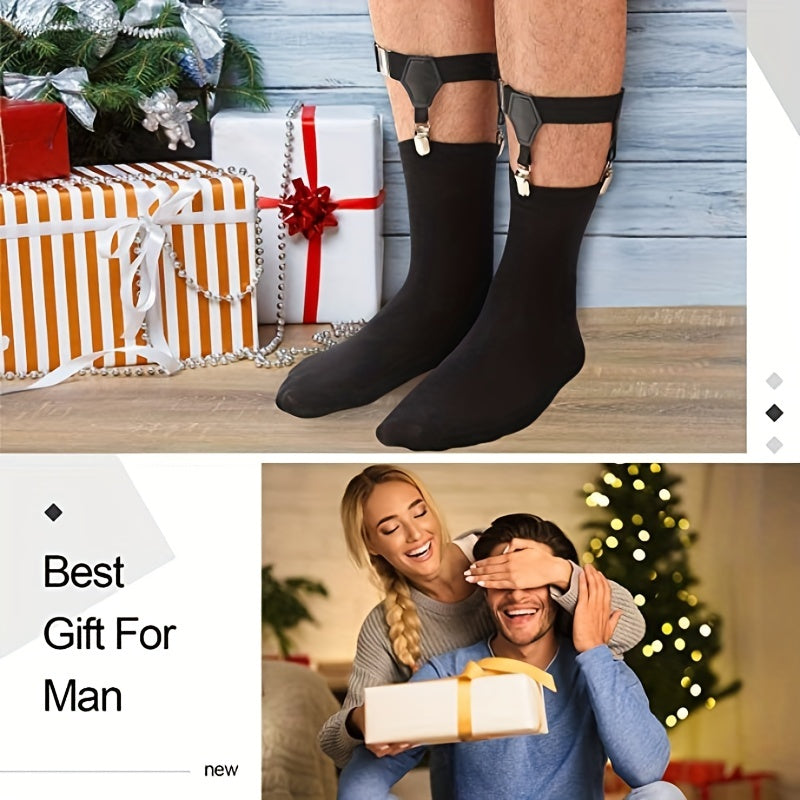 Men's Sock Suspenders Adjustable Sock Holders with Sturdy Clips for Formal and Daily Wear