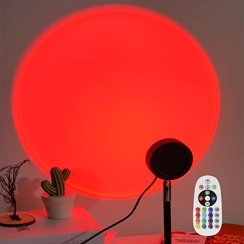 Sunset Projection Night Light Lamp with 16 Colors Remote Control 360° Rotating Ambient Lighting for Bedroom Parties Weddings