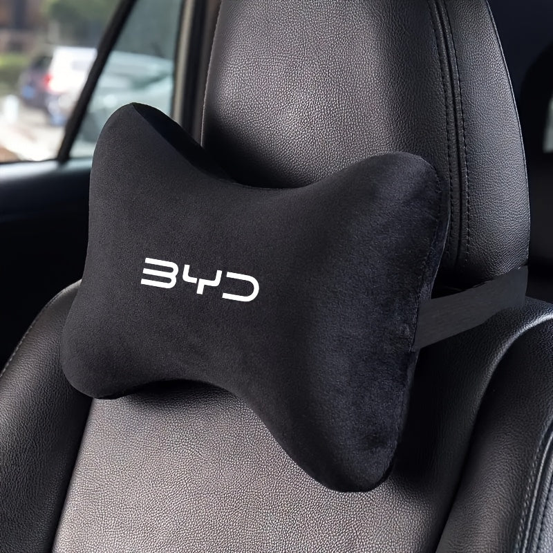 Car Seat Neck Pillow Cover Plush Adjustable Headrest Support Black Universal Fit