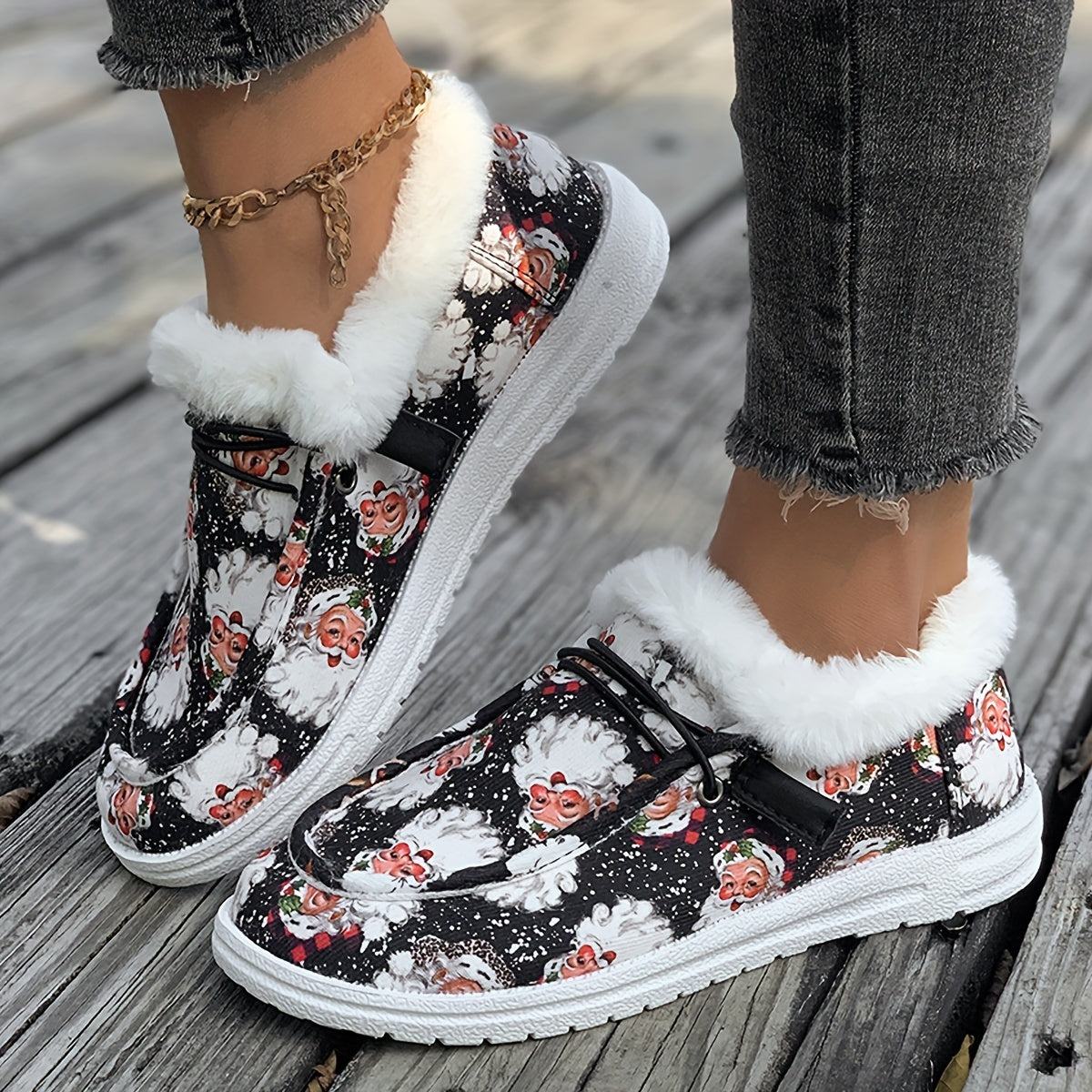 Women's Fabric Slip-On Shoes Anti-Slip PVC Sole Casual Footwear