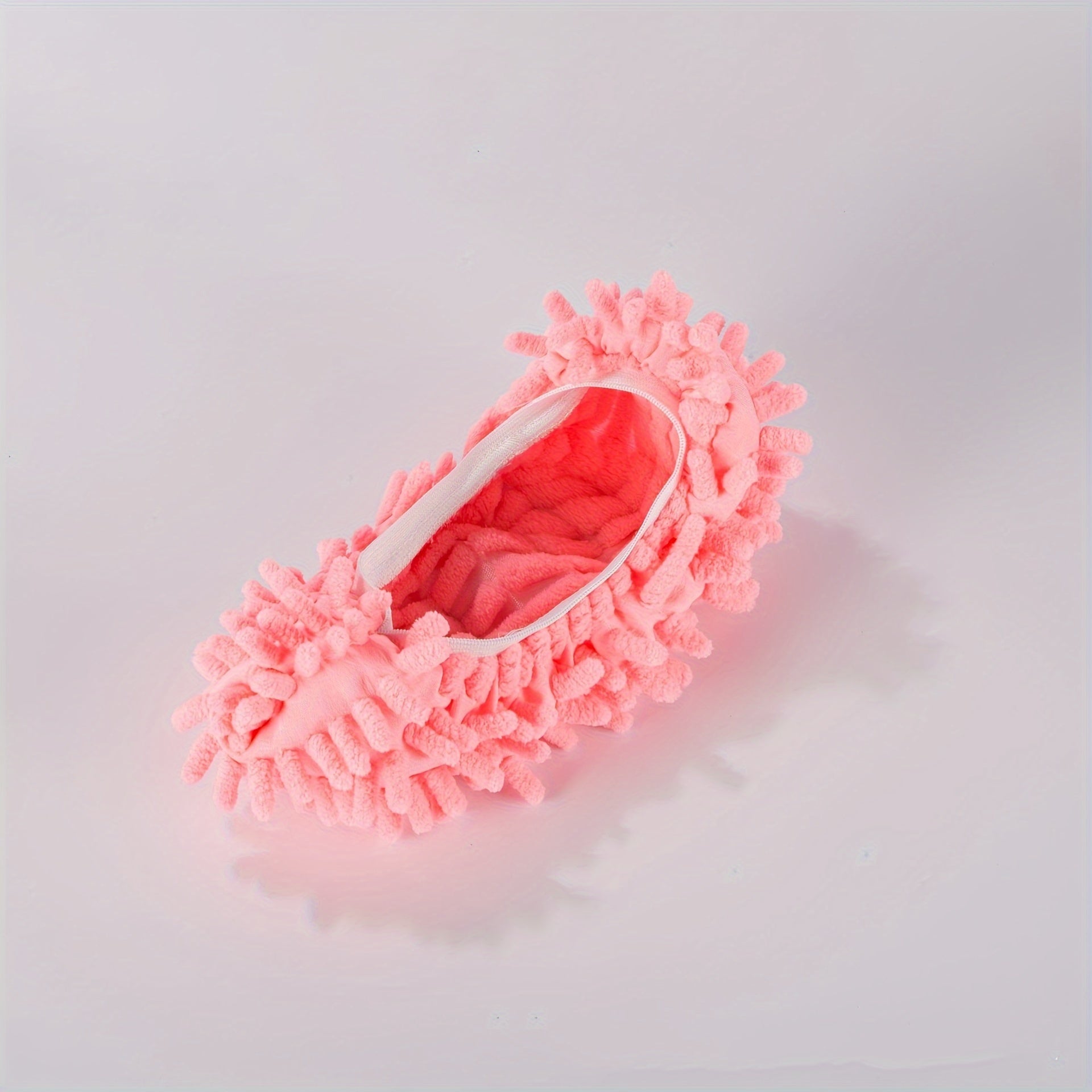 Blue and White Lace Pattern Plush Chenille Mop Slippers for Home Comfort