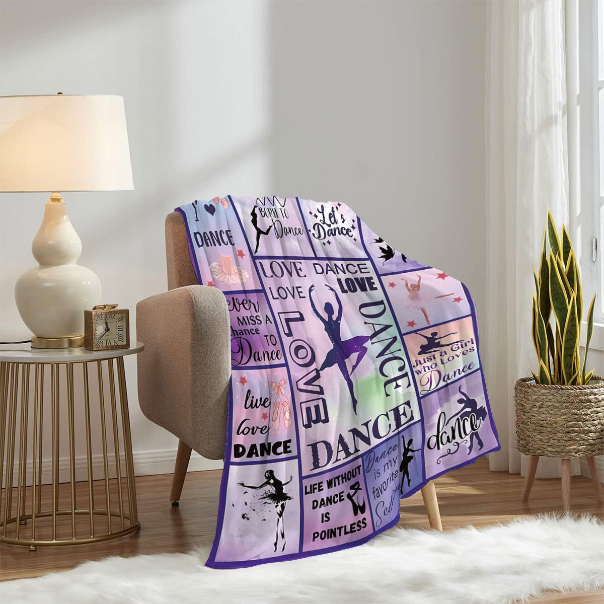 Warm Soft Flannel Ballet Dancer Throw Blanket for Ballerinas