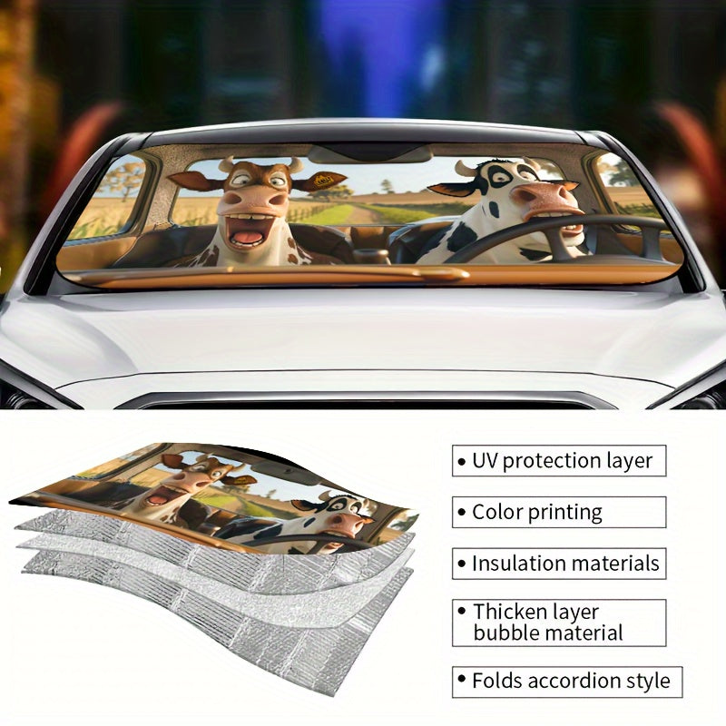 Kulgu bilan sigir avtomobil quyosh nuri himoyachisi shisha oynasi himoyachisi Polyester tolasi 1ta ichki aksessuarlar