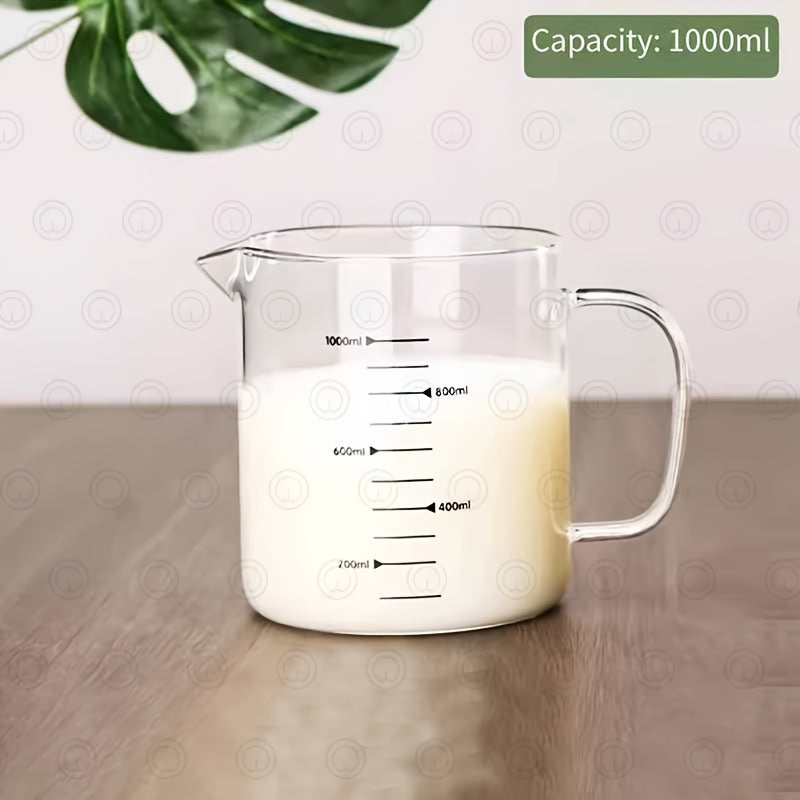 Juego de tazas medidoras de vidrio de borosilicato resistentes al calor, duraderas, para cocina y repostería 33.81oz