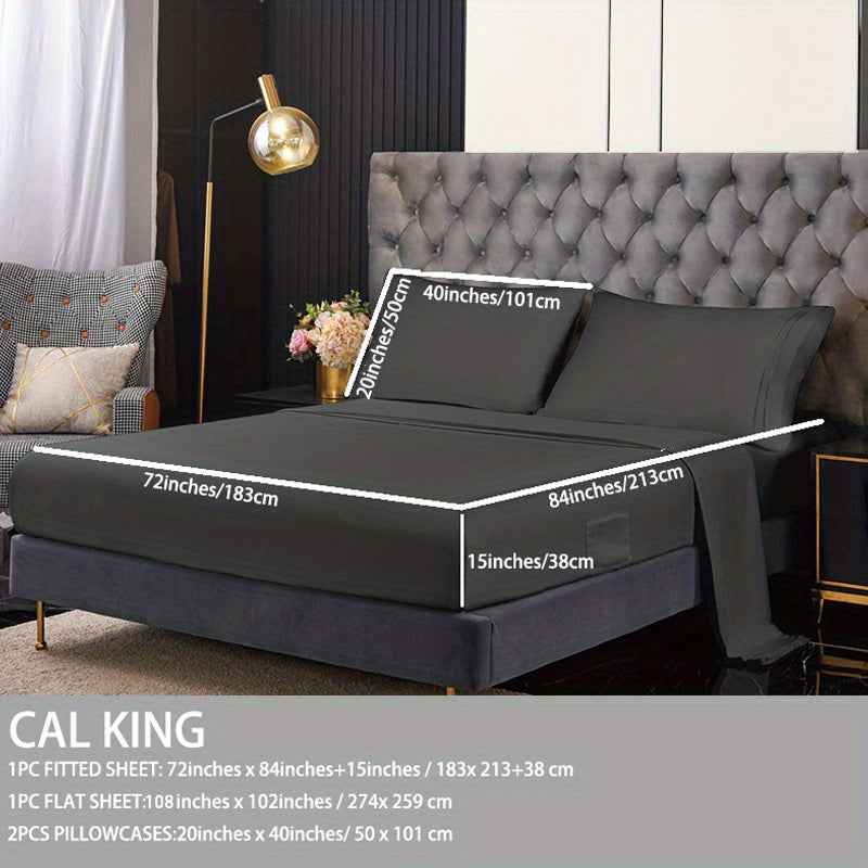 Cooling Bedding Set for Hot Sleepers 3/4 Piece Sheets Pillowcases Dark Grey Queen King Twin Full California King