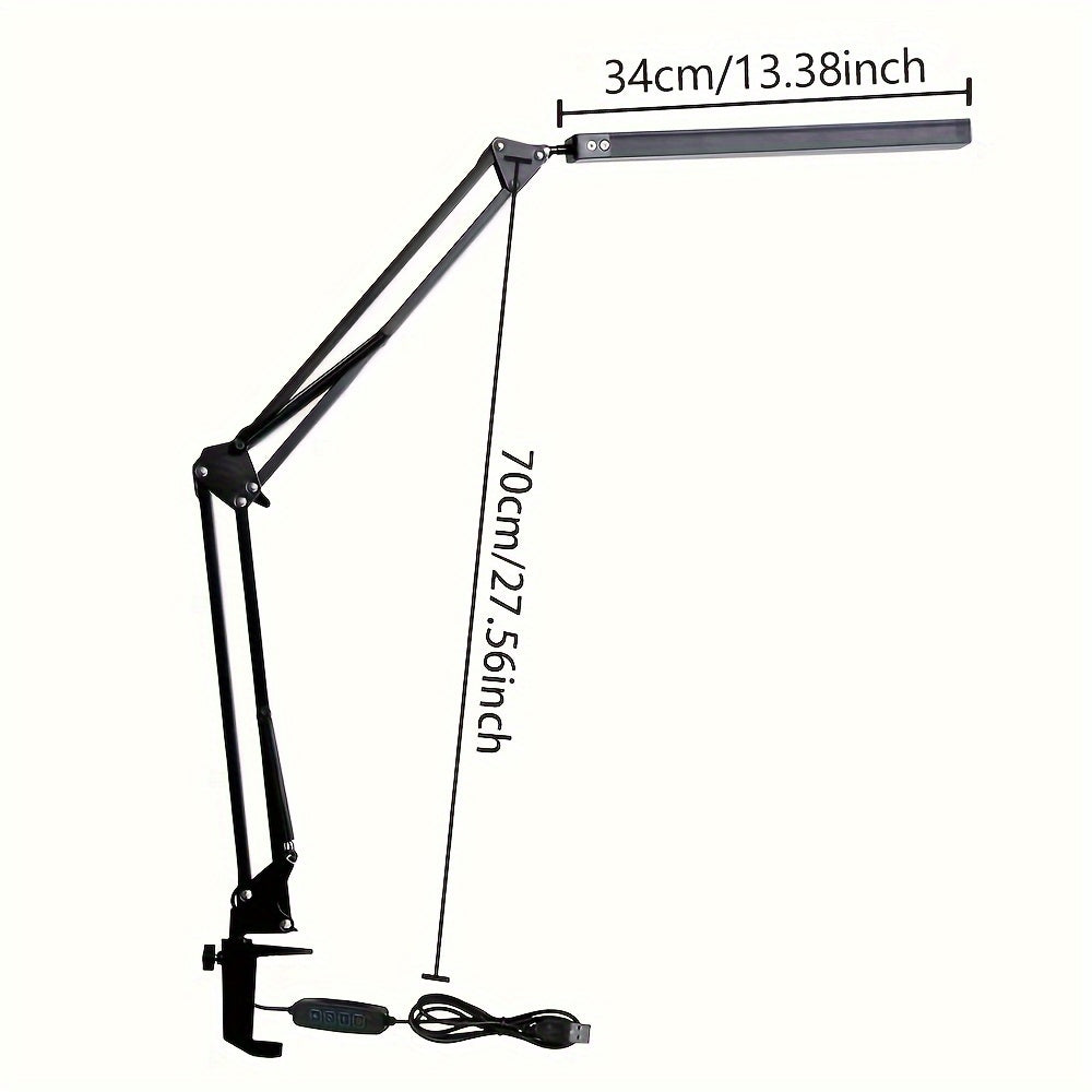 Суперяркая лампа с зажимом и высокой гибкостью для домашнего/офисного использования, с 3 цветовыми температурами и 10 уровнями яркости.