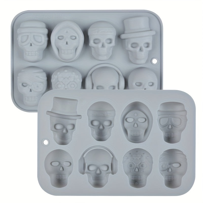 Skull Silicone Mold Tray 8 Cavities for Chocolate Cake Jelly Ice Cubes