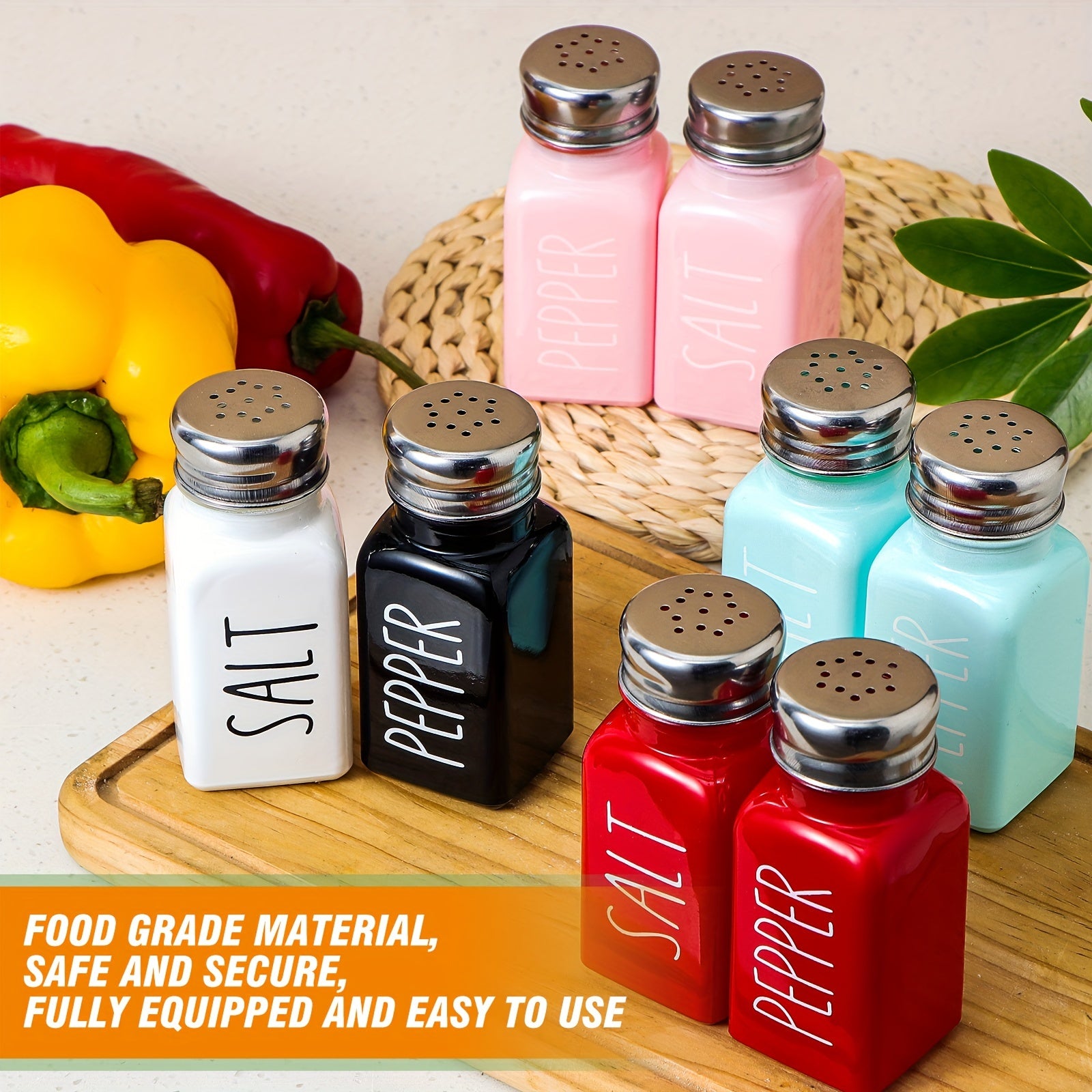 Ceramic Salt and Pepper Shakers Set for Kitchen and Outdoor Use