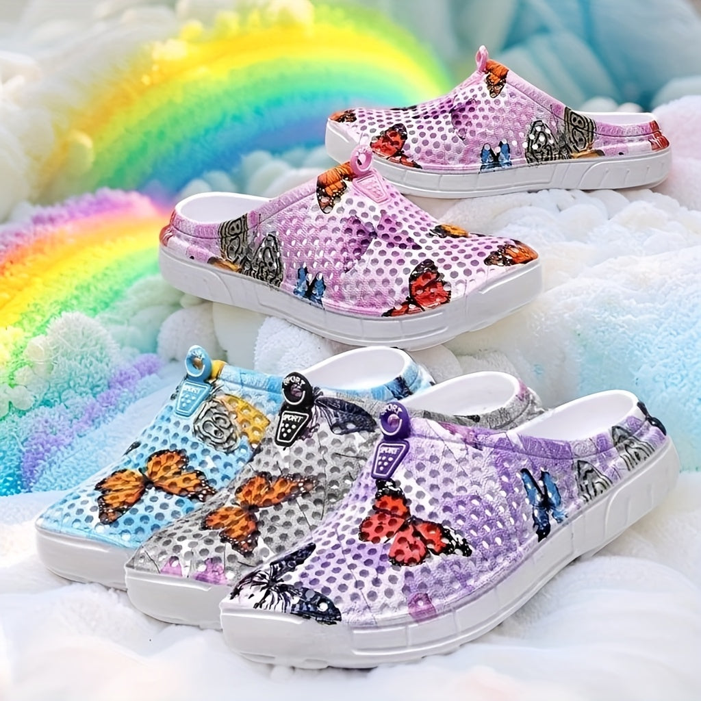 Women's Breathable Butterfly Print Summer Shoes Lightweight EVA Casual Footwear