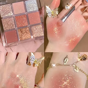 Women Eyeshadow Palette 9 Colors Matte Glitter Pearly Brown Orange Carnival