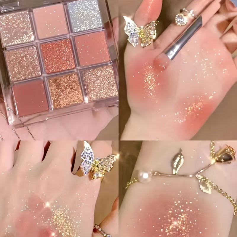 Women Eyeshadow Palette 9 Colors Matte Glitter Pearly Brown Orange Carnival