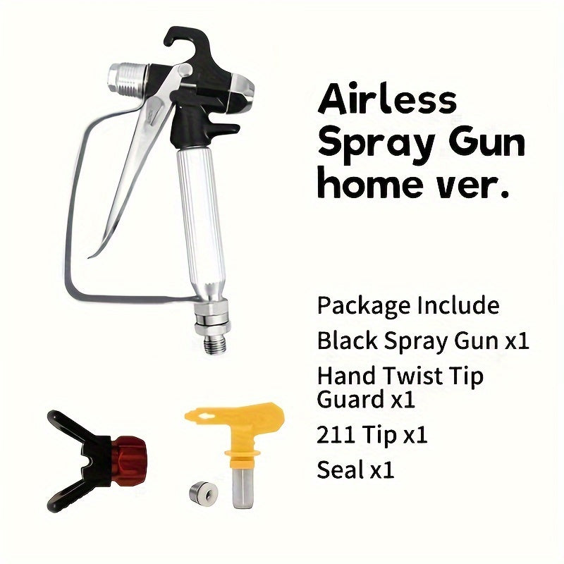 3-Piece Airless Paint Spray Gun Set with Nozzle Cover Swivel Joint for Walls Fences Cars Boats