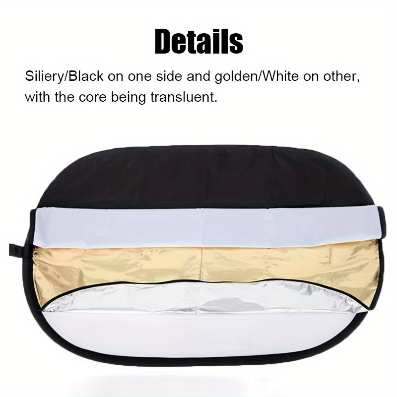 5-in-1 Oval Photography Reflector Collapsible Portable Light Diffuser 60x90cm 90x120cm