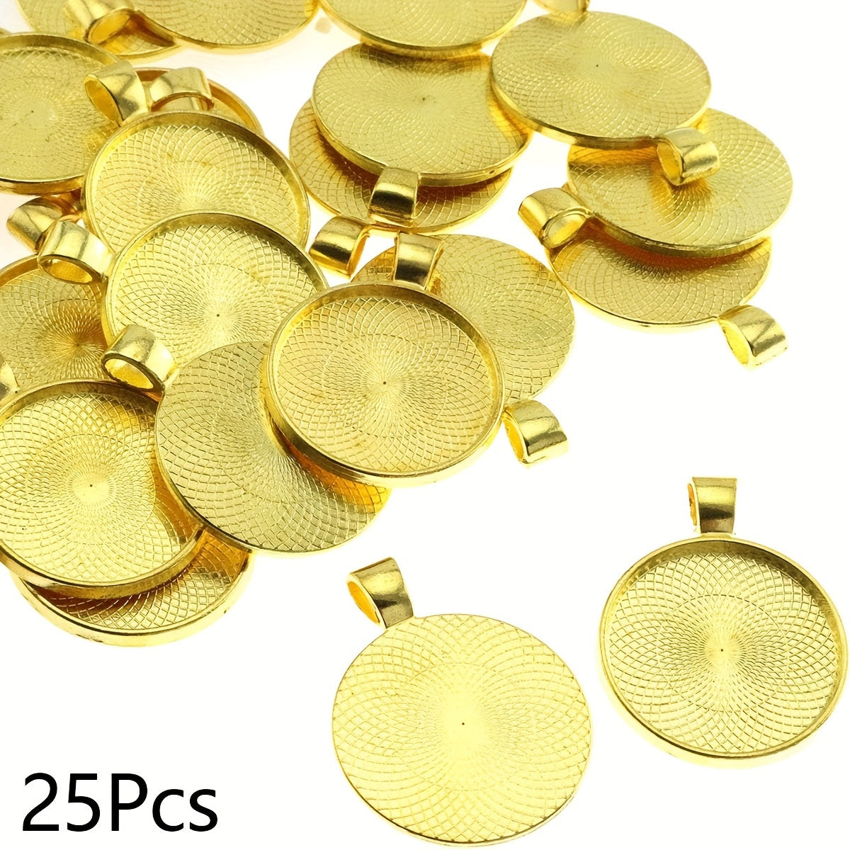 25 dona Zink alloy doira bezel taqsimoti 25mm bo'sh kabochon sozlamalari zargarlik qilish uchun