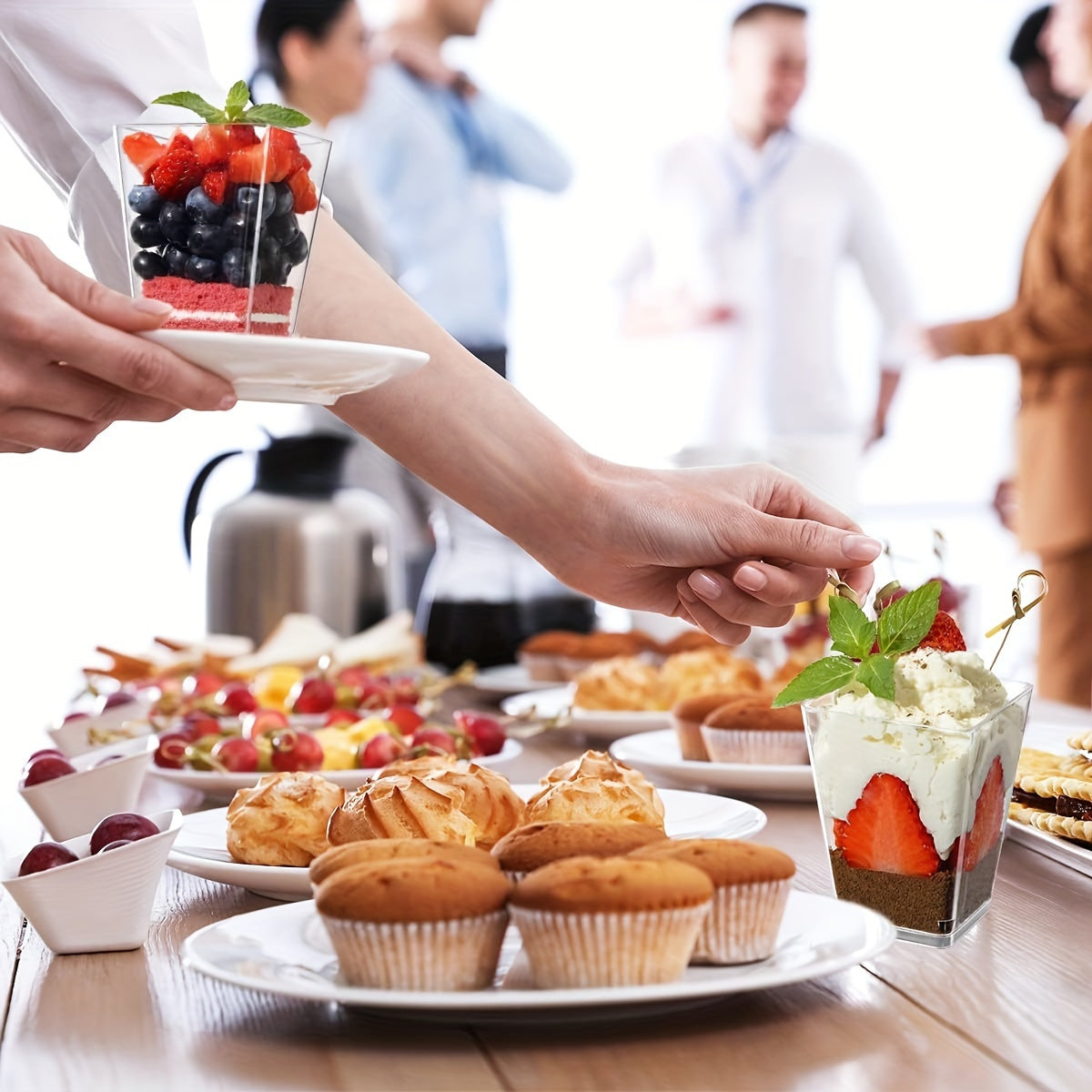 50 Pack 5-Ounce Clear Plastic Dessert Cups Square Disposable for Parties and Events