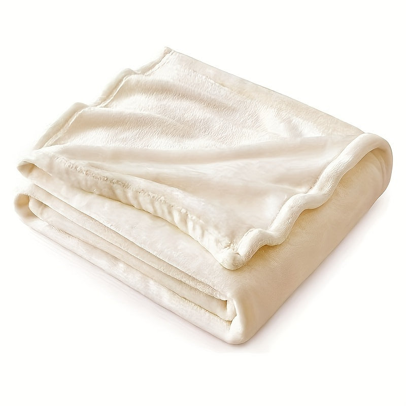 Warm White Flannel Blanket for Couch Bed Travel Snuggling All Seasons