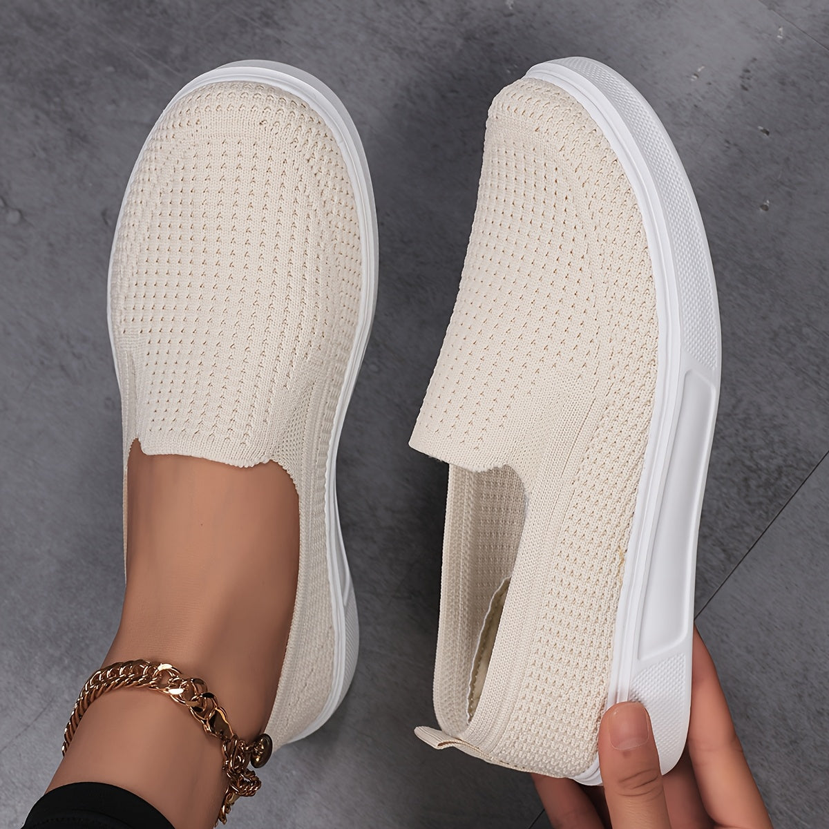 Women's Slip-On Mary Jane Flats Breathable Fabric Soft Sole All-Season Casual Footwear