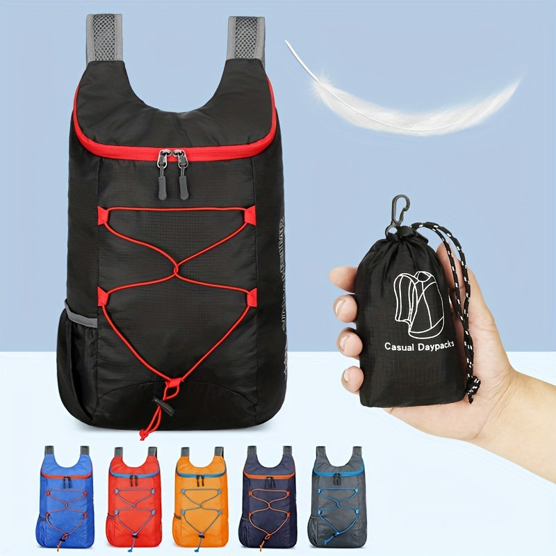 Mochila deportiva impermeable de nylon para hombres para senderismo, viajes al aire libre, plegable y ligera
