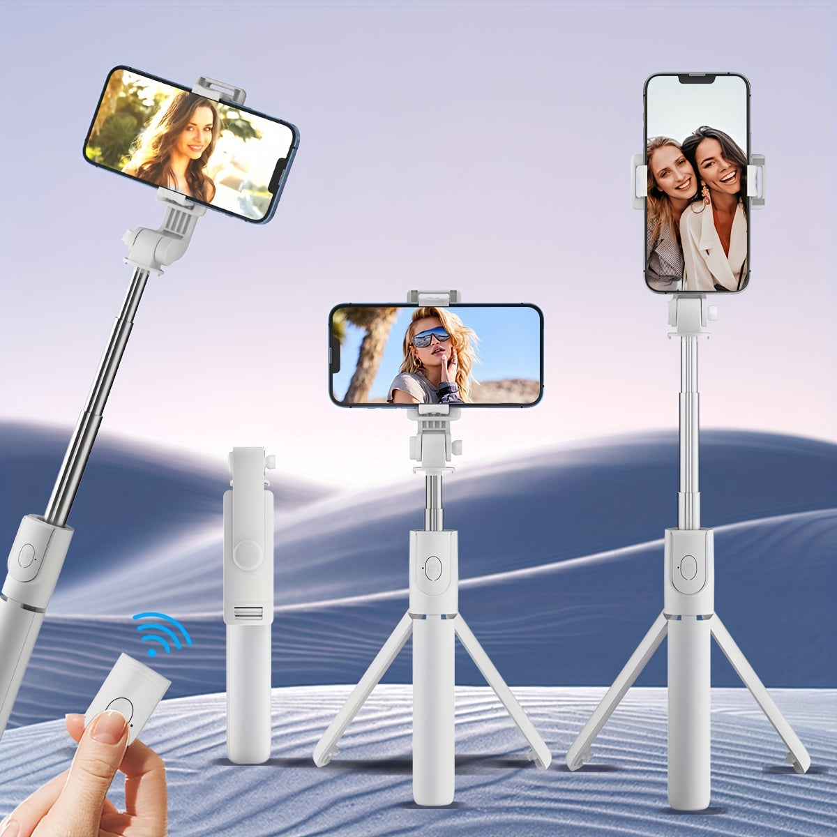 Wireless Selfie Stick Tripod with Remote Control Phone Holder for Live Streaming and Travel