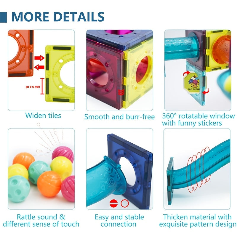 Mini Marble Track Set for Kids 3-8 Magnetic Building Blocks STEM Educational Toy