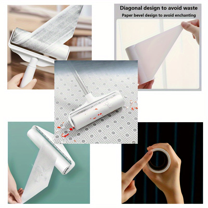 Telescopic Long Rod Dust Brush Set with Paper Rolls and Dust Cover