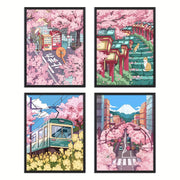 Japanese Sakura Anime Wall Art Set for Preppy Room Decor Canvas Posters