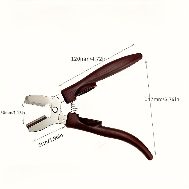 Stainless steel chestnut opener with easy-grip walnut clip waterproof dark brown