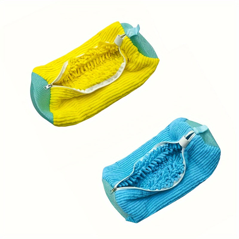 Juego de 2 bolsas de lavado para zapatos, protectores de lavandería para zapatillas, tenis, sandalias, azul, gris, amarillo