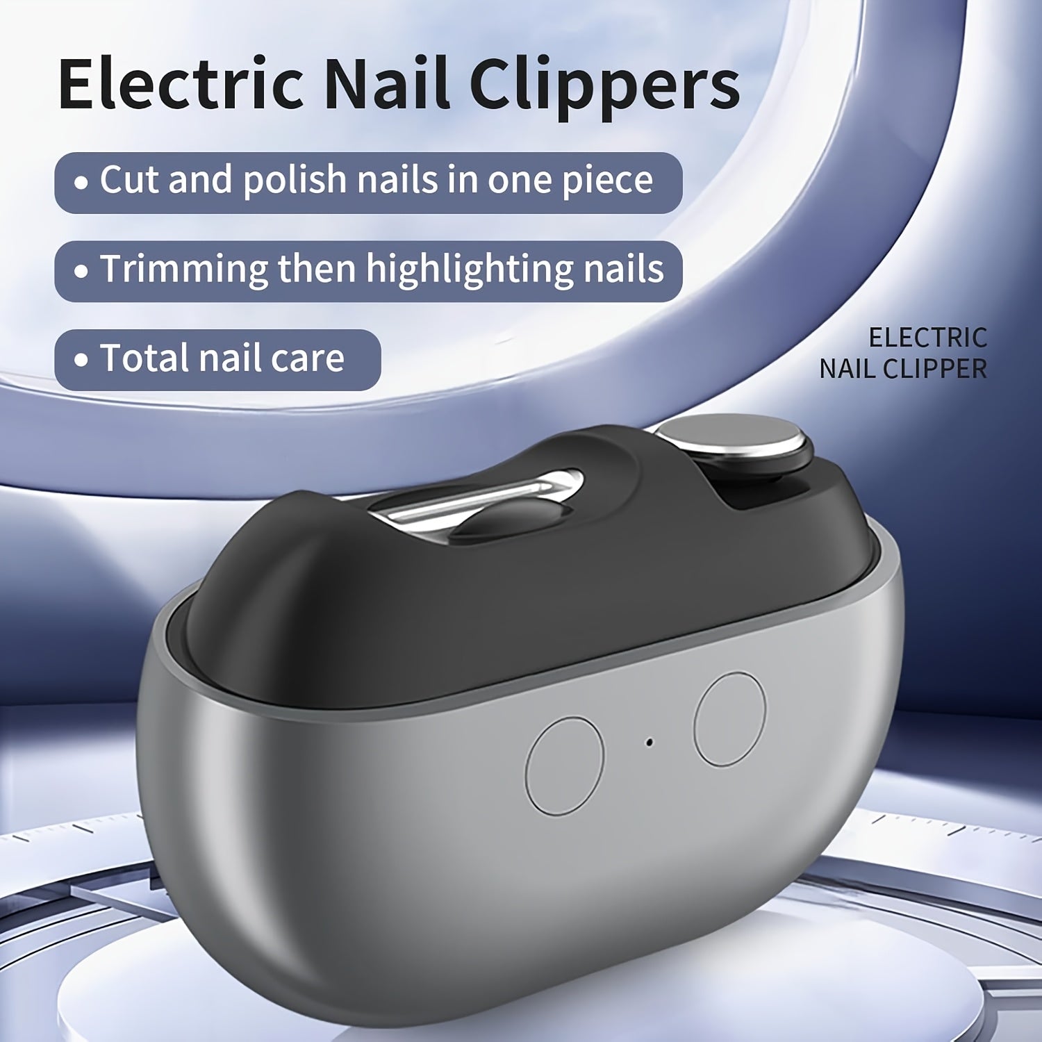 Electric Nail Care Device with LED Light, Rechargeable, Compact, Battery Powered