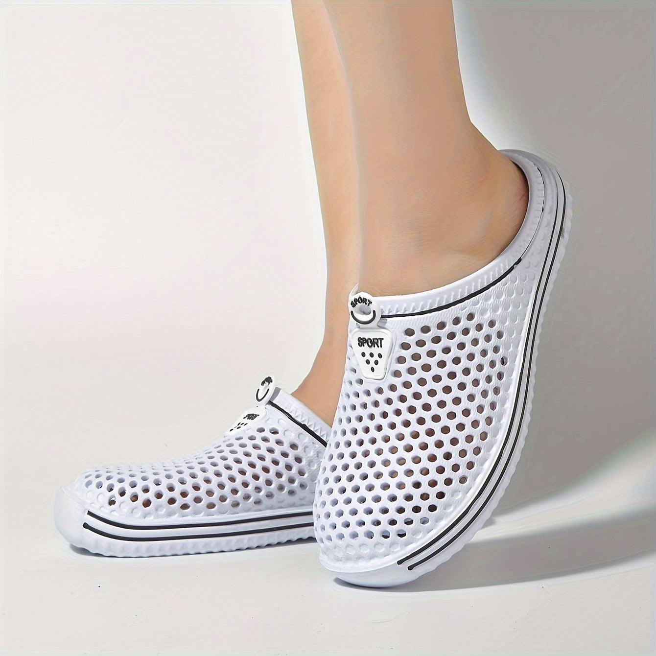 Women's Black and Red EVA Clogs: Breathable Garden Shoes with Adjustable Strap