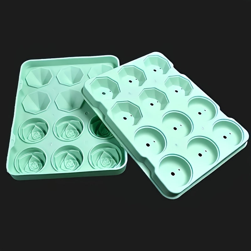 Ice Cube Mold Set 2 Silicone Trays for Ice, Chocolates, Jellies, Whiskey