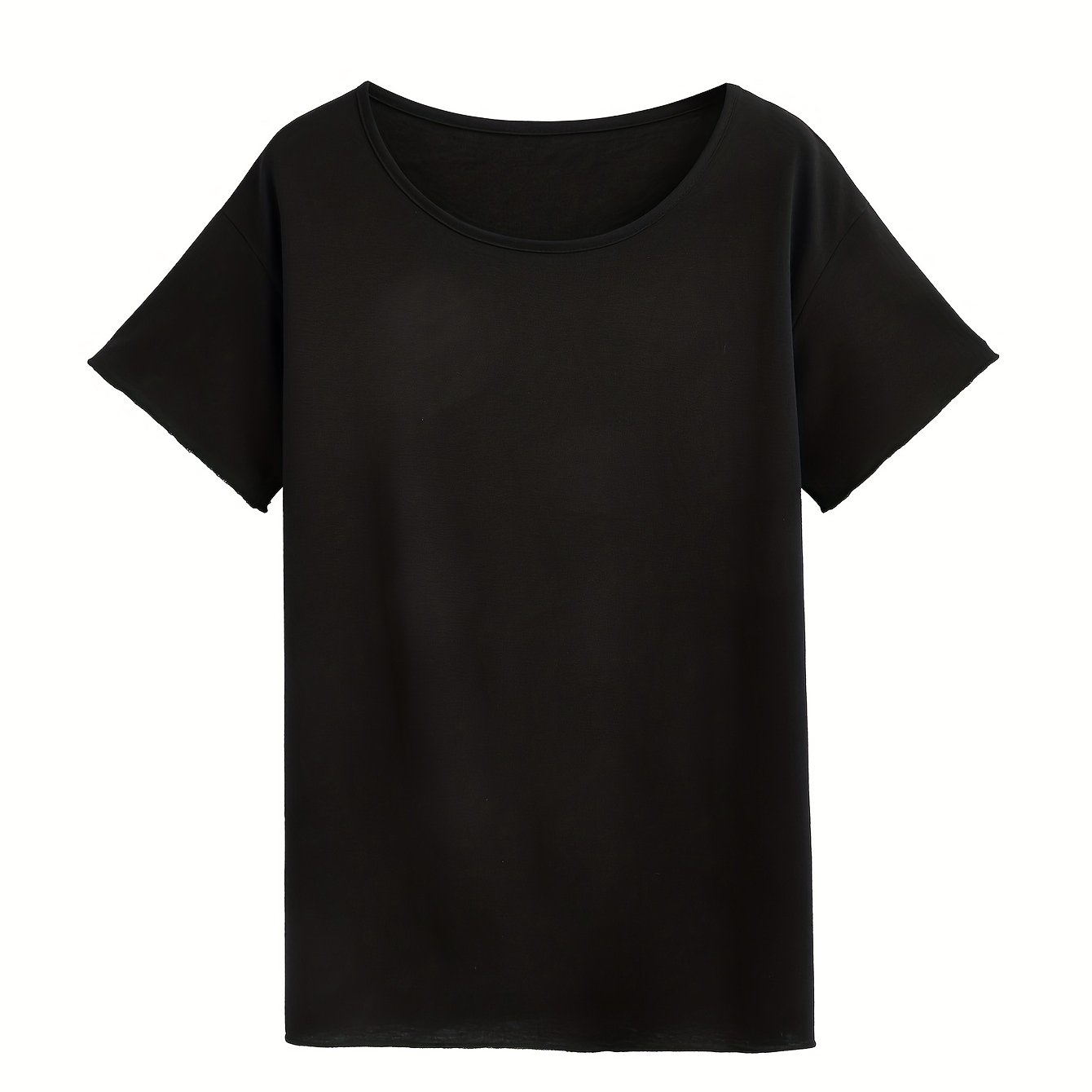 Plus Size Women's Breathable Black Casual Sporty T-Shirt for Relaxed Wear