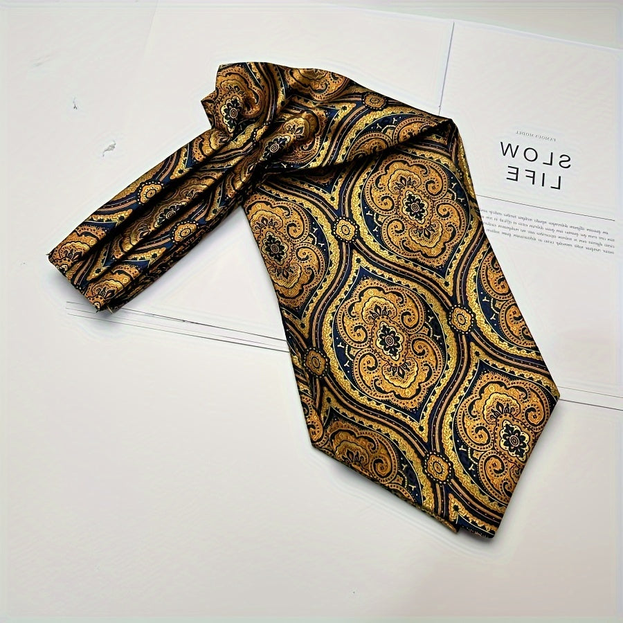 Men's Burgundy Blue Flower Suit Neck Scarf Casual Formal Dress Shirt Accessory