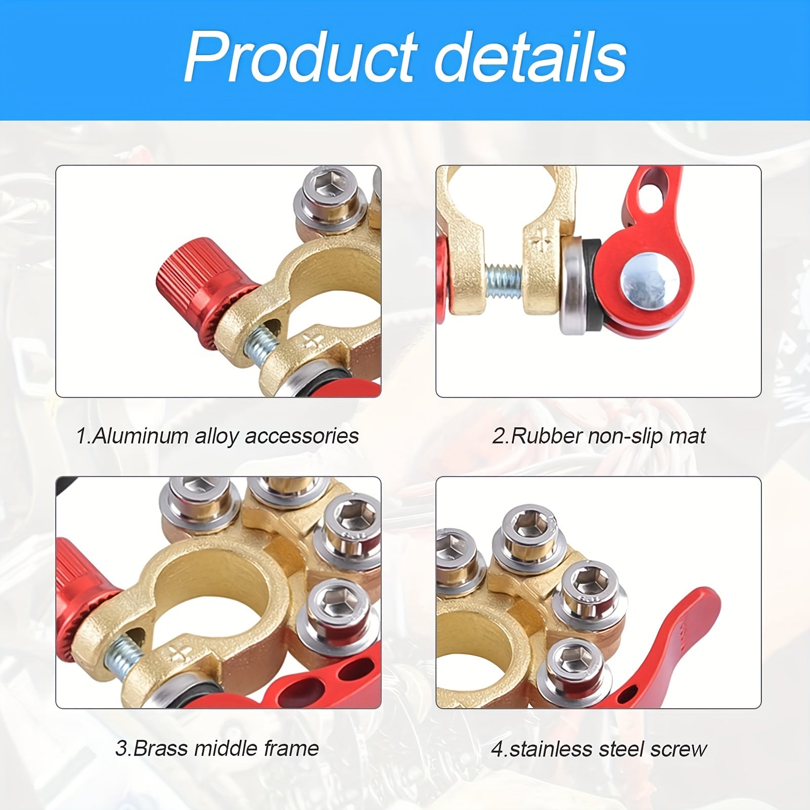 Универсальные зажимы для аккумуляторных клемм, 2 шт., 4-ходной быстросъем для автомобилей