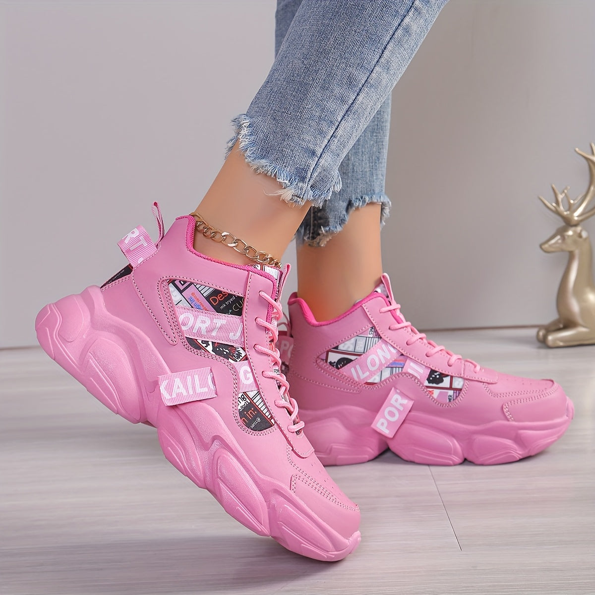 Zapatillas casuales femeninas transpirables con suela gruesa para todas las estaciones